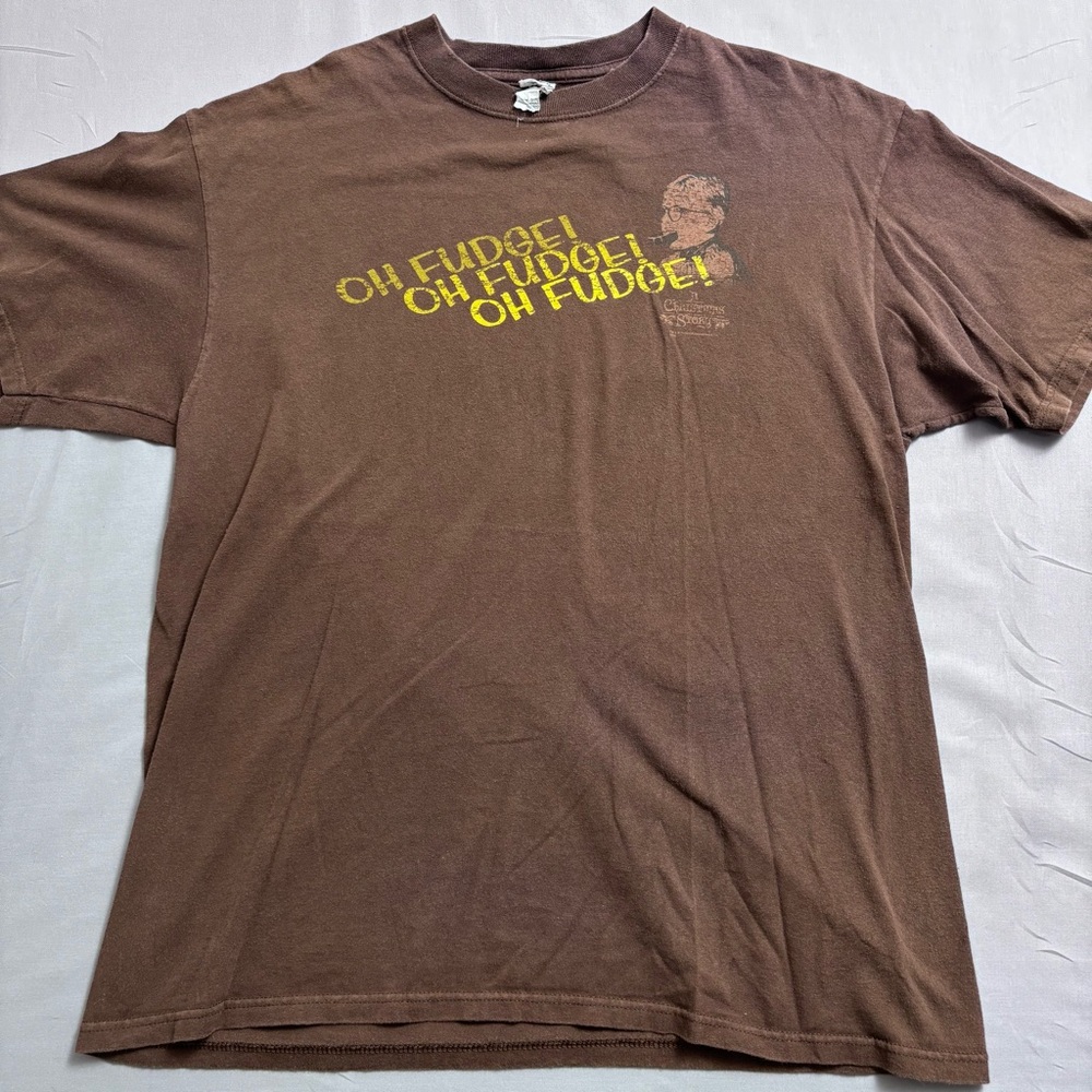 Anvil "A Christmas Story Oh Fudge" Brown Graphic Men's T-Shirt‎ XL Short Sleeve